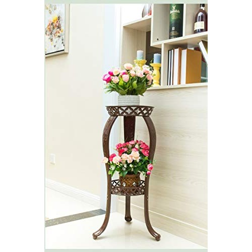 32 Plant Stand Metal Flower Pot Holder, 2 Tier Garden Decoration ...