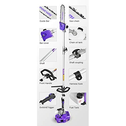 PINKWAY 43CC 2-Cycle 5 in 1 Trimming Tools, Multi Functional Cordl...