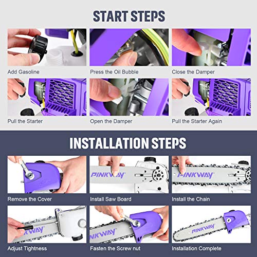 PINKWAY 43CC 2-Cycle 5 in 1 Trimming Tools, Multi Functional Cordl...