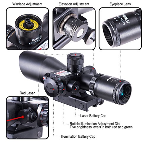 Pinty 2.5-10x40 Red Green Illuminated Mil-dot Tactical Rifle Scope...