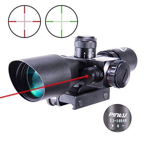 Pinty 2.5-10x40 Red Green Illuminated Mil-dot Tactical Rifle Scope...