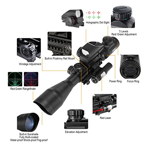 Pinty Rifle Scope 4-12x50EG Rangefinder Mil Dot Tactical Reticle S...