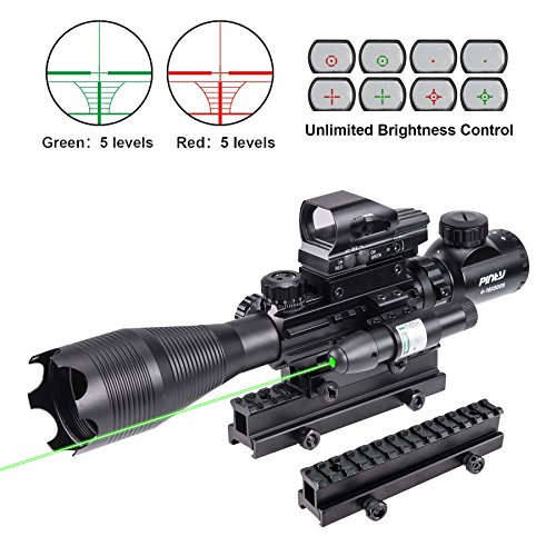 Pinty Rifle Scope 4-16X50 Illuminated Optics Sight Green Laser, Re...