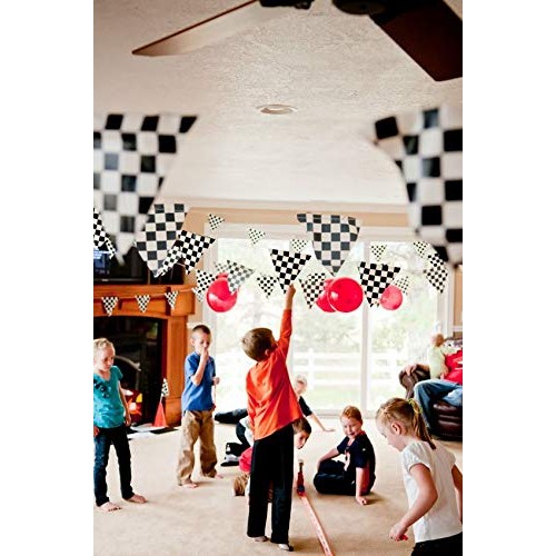 Piokio 100ft Checkered Flag Banner Racing Birthday Decorations, Na...