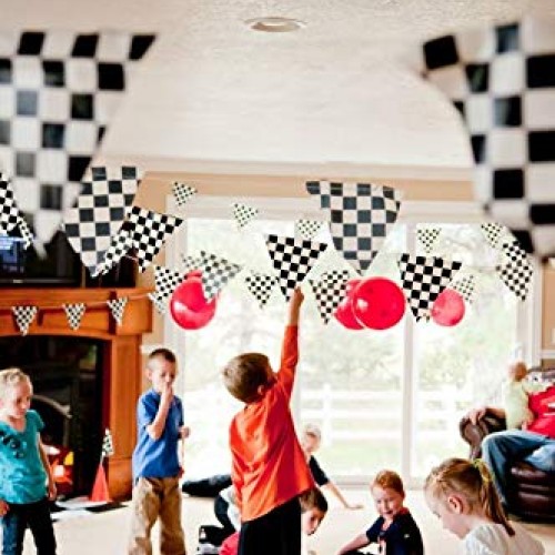 Piokio 100ft Checkered Flag Banner Racing Birthday Decorations, Na...