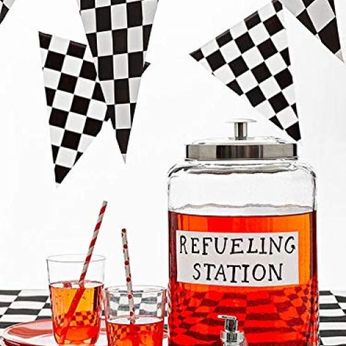 Piokio 100ft Checkered Flag Banner Racing Birthday Decorations, Na...
