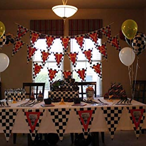 Piokio 100ft Checkered Flag Banner Racing Birthday Decorations, Na...