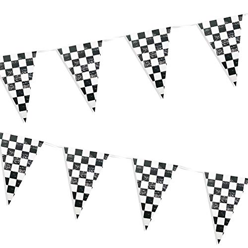 Piokio 100ft Checkered Flag Banner Racing Birthday Decorations, Na...