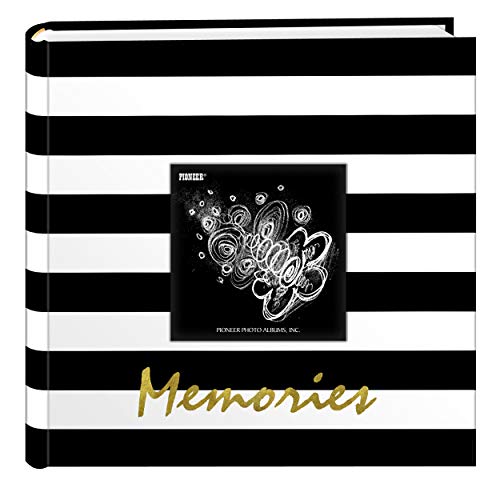 Pioneer Photo Albums Golden Memories Black and White Striped 200 p...