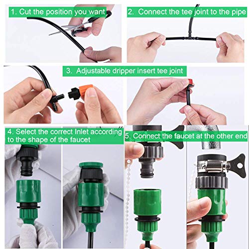 Drip Irrigation Kits,49ft Garden Irrigation System with 1/4 Blank...