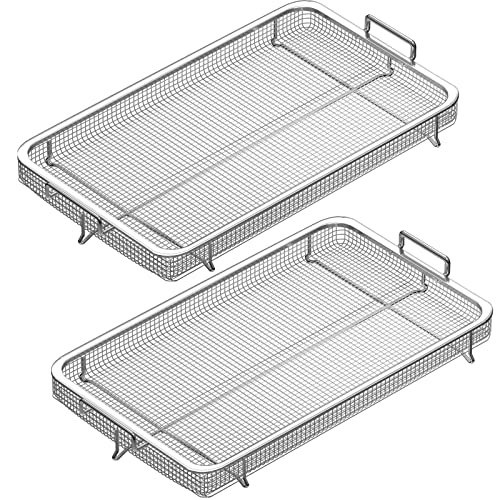 2 Pack Air Fryer Basket for Oven, 17.9 x 11.8 Stainless Steel ...