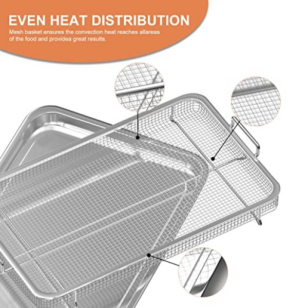 Extra Large Air Fryer Basket and Tray for Oven, 18.8'' x 13.3'' Stainless  Steel Crisper Tray and Basket for Convection Oven, Baking Pan Perfect for