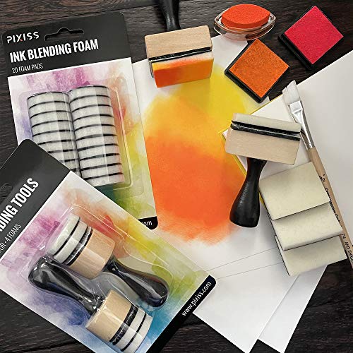 Pixiss Mini Ink Blending Tools, 2 Pack Round with 24 Replacement F...