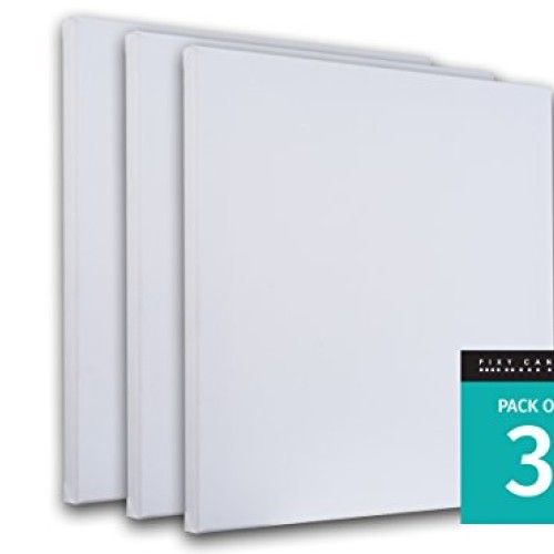 30x30 inch 3 Pack 3/4 Pre Stretched Canvas for Painting. 11 oz Po...