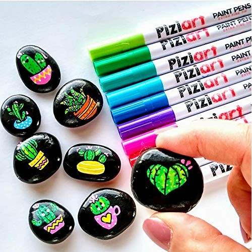 PIZIART Acrylic Paint Pens for Rock Painting, Stone, Glass, Cerami...