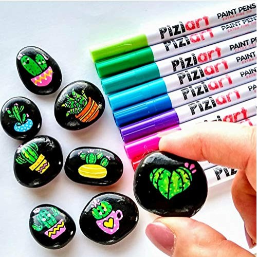 PIZIART Acrylic Paint Pens for Rock Painting, Stone, Glass, Cerami...