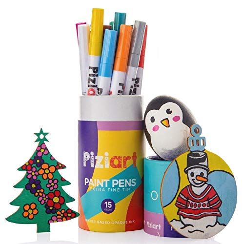 PIZIART Acrylic Paint Pens for Rock Painting, Stone, Glass, Cerami...