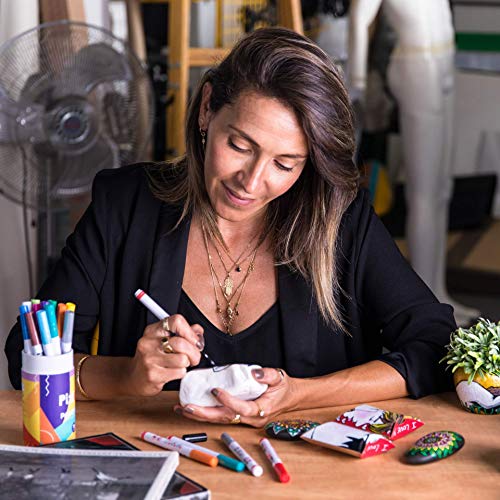 PIZIART Acrylic Paint Pens for Rock Painting, Stone, Glass, Cerami...