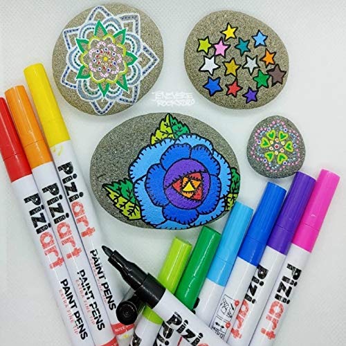 PIZIART Acrylic Paint Pens for Rock Painting, Stone, Glass, Cerami...