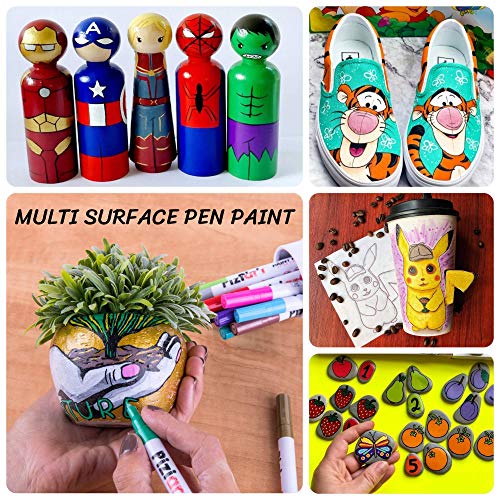 PIZIART Acrylic Paint Pens for Rock Painting, Stone, Glass, Cerami...