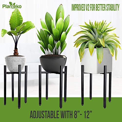 Planteko Mid Century Metal Plant Stand V2 - New Improved Adjustabl...