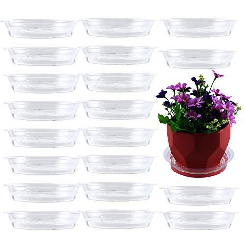 20 Pack Clear Plastic Plant Saucers 6 inch Drip Trays Plant Plat...