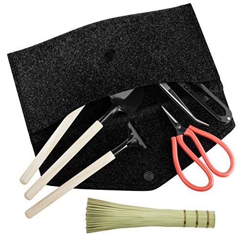 Premium Bonsai Tool Kit + Bonsai 101 Book - Set Includes: Wooden R...