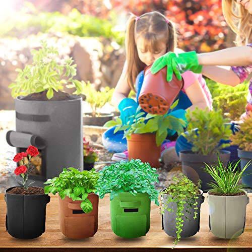 7 Gallon Grow Bags for Vegetables/Potatoes, 5 Pack Colorful Fabric...