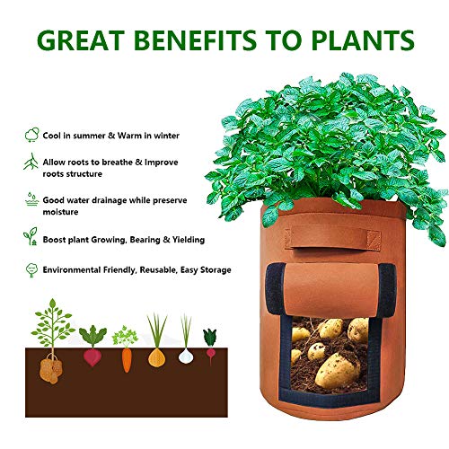 7 Gallon Grow Bags for Vegetables/Potatoes, 5 Pack Colorful Fabric...