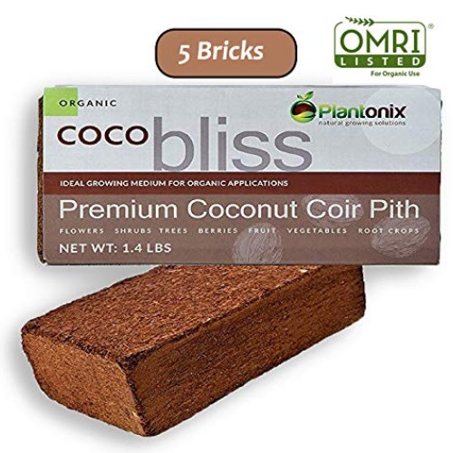 Plantonix Coco Coir Brick, OMRI Listed for Organic Use 5 Bricks