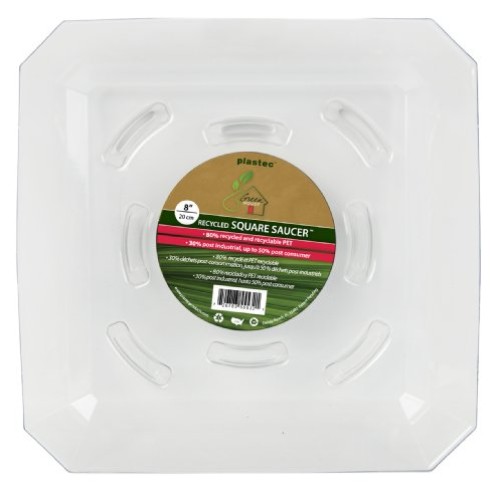 Plastec SQRO8 Square Recycled Plant Saucer, 8-Inch - SQR08