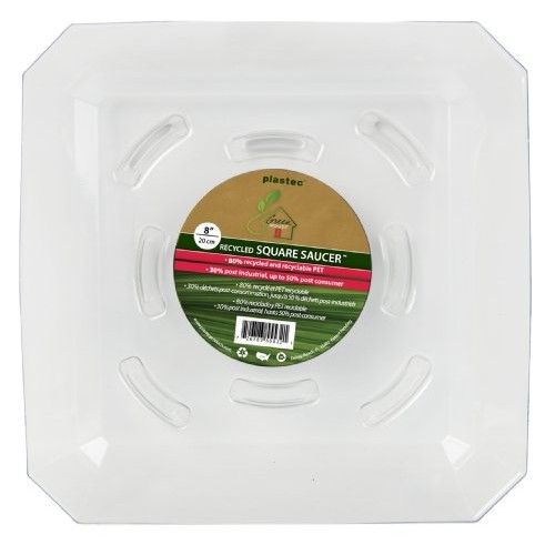 Plastec SQRO8 Square Recycled Plant Saucer, 8-Inch - SQR08