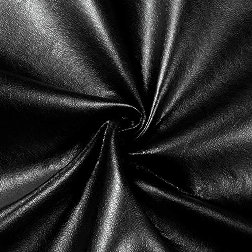Plastex Fabrics Faux Leather Buffalo Black Fabric by the Yard
