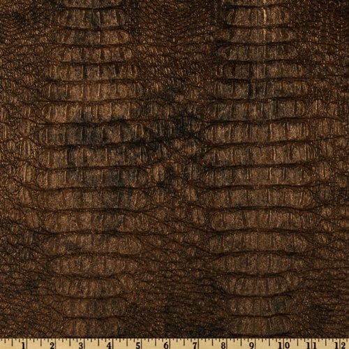 Plastex Fabrics Faux Leather Gator Metallic Fabric by The Yard, Gilt