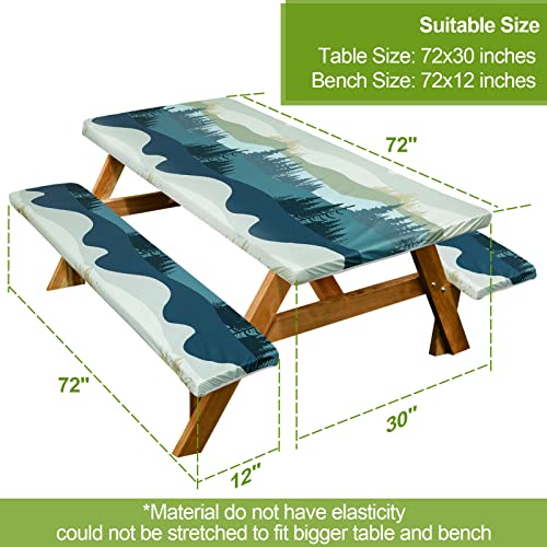 Picnic Table Cover with Bench Covers 6FT 3PCS Waterproof Windproof...