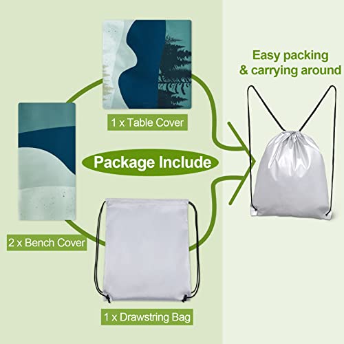 Picnic Table Cover with Bench Covers 6FT 3PCS Waterproof Windproof...