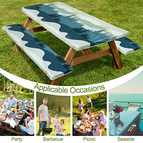 Picnic Table Cover with Bench Covers 6FT 3PCS Waterproof Windproof...