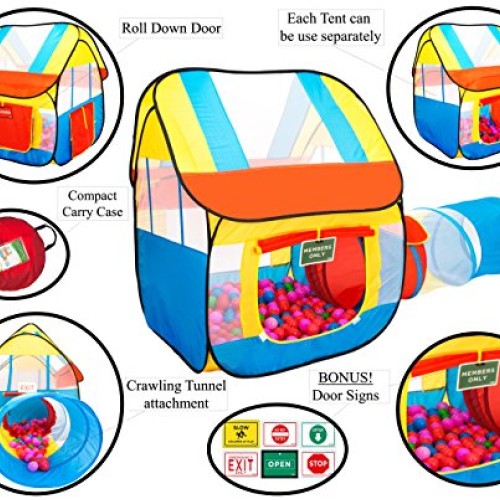 PlayO Childrens Play Tent with Crawling Tunnel and Carry Case. Pop...