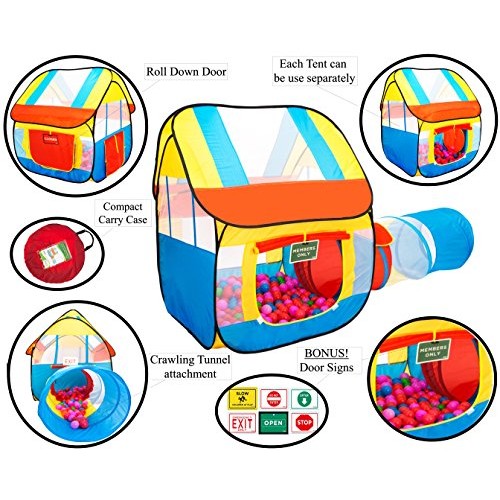 PlayO Childrens Play Tent with Crawling Tunnel and Carry Case. Pop...
