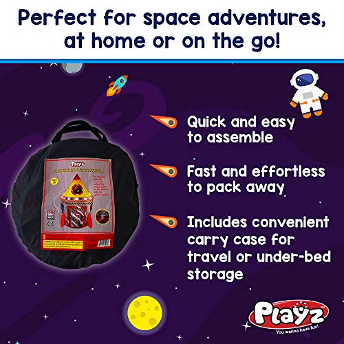 Playz 5-in-1 Rocket Ship Play Tent for Kids with Dart Board, Tic T...