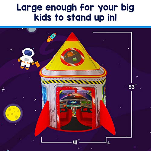 Playz 5-in-1 Rocket Ship Play Tent for Kids with Dart Board, Tic T...
