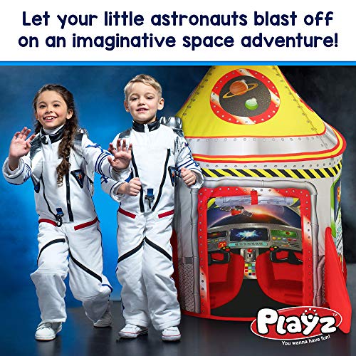 Playz 5-in-1 Rocket Ship Play Tent for Kids with Dart Board, Tic T...