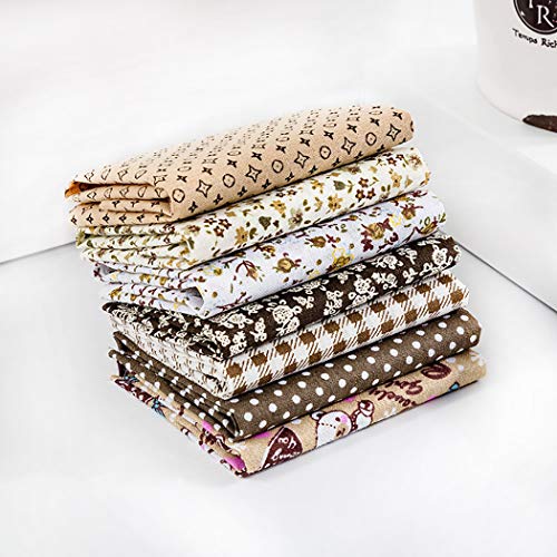 PLAZALA 7PCS Cotton Craft Fabric Bundle Squares Patchwork DIY Sewi...
