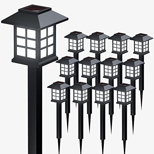 PLEAPOP Solar Outdoor Lights, 12 Pack Waterproof Solar Pathway Lig...