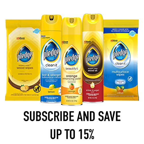 Pledge Expert Care Wood Wipes, Shines and Protects, Removes Finger...