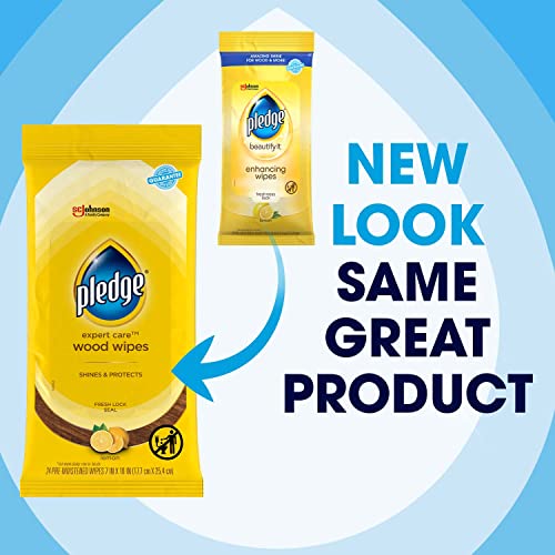 Pledge Expert Care Wood Wipes, Shines and Protects, Removes Finger...