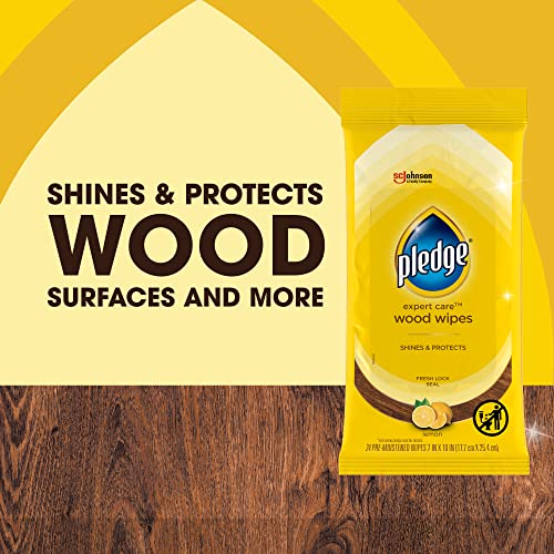 Pledge Expert Care Wood Wipes, Shines and Protects, Removes Finger...