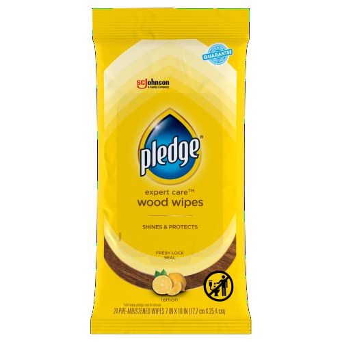 Pledge Expert Care Wood Wipes, Shines and Protects, Removes Finger...