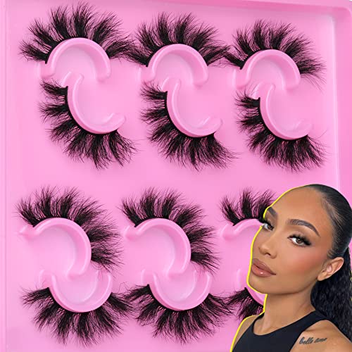 Mink Lashes Fluffy 18mm False Eyelashes Wispy Natural Look 6 Pairs...