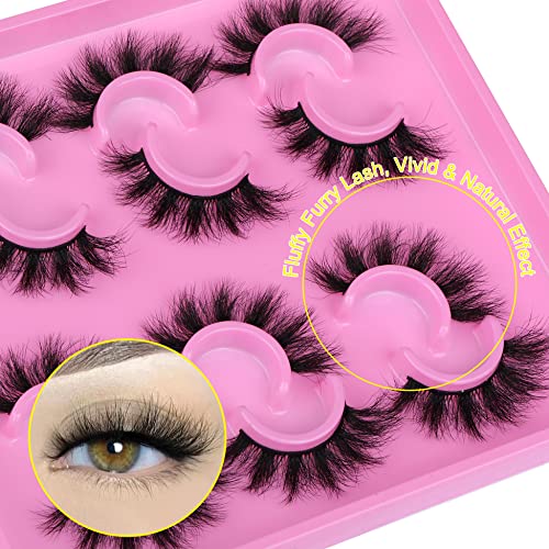 Mink Lashes Fluffy 18mm False Eyelashes Wispy Natural Look 6 Pairs...